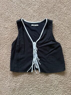 Abercrombie & Fitch Black Tank with White Tie Trim